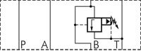 Schaltsymbol: Druckbegrenzungsventil (B -> T)